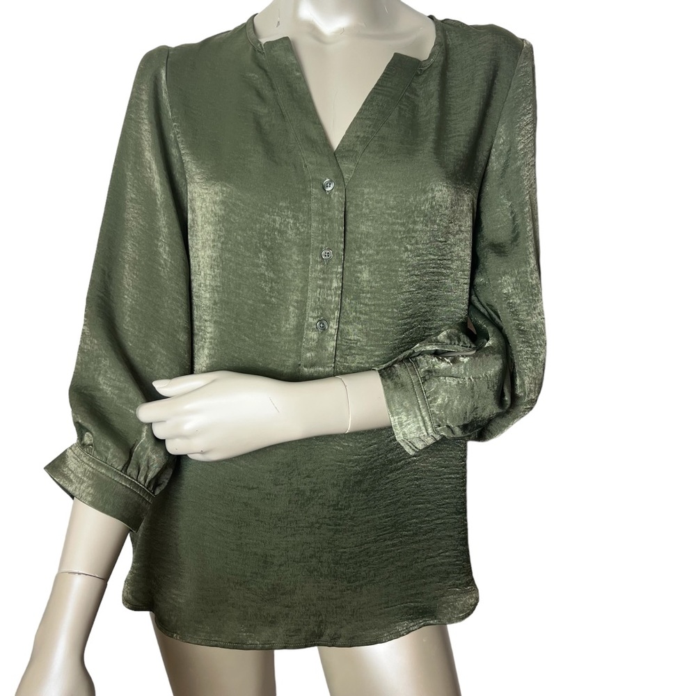 Banana Republic Green 3/4 Sleeve Hi Low Blouse Top - Picture 10 of 10